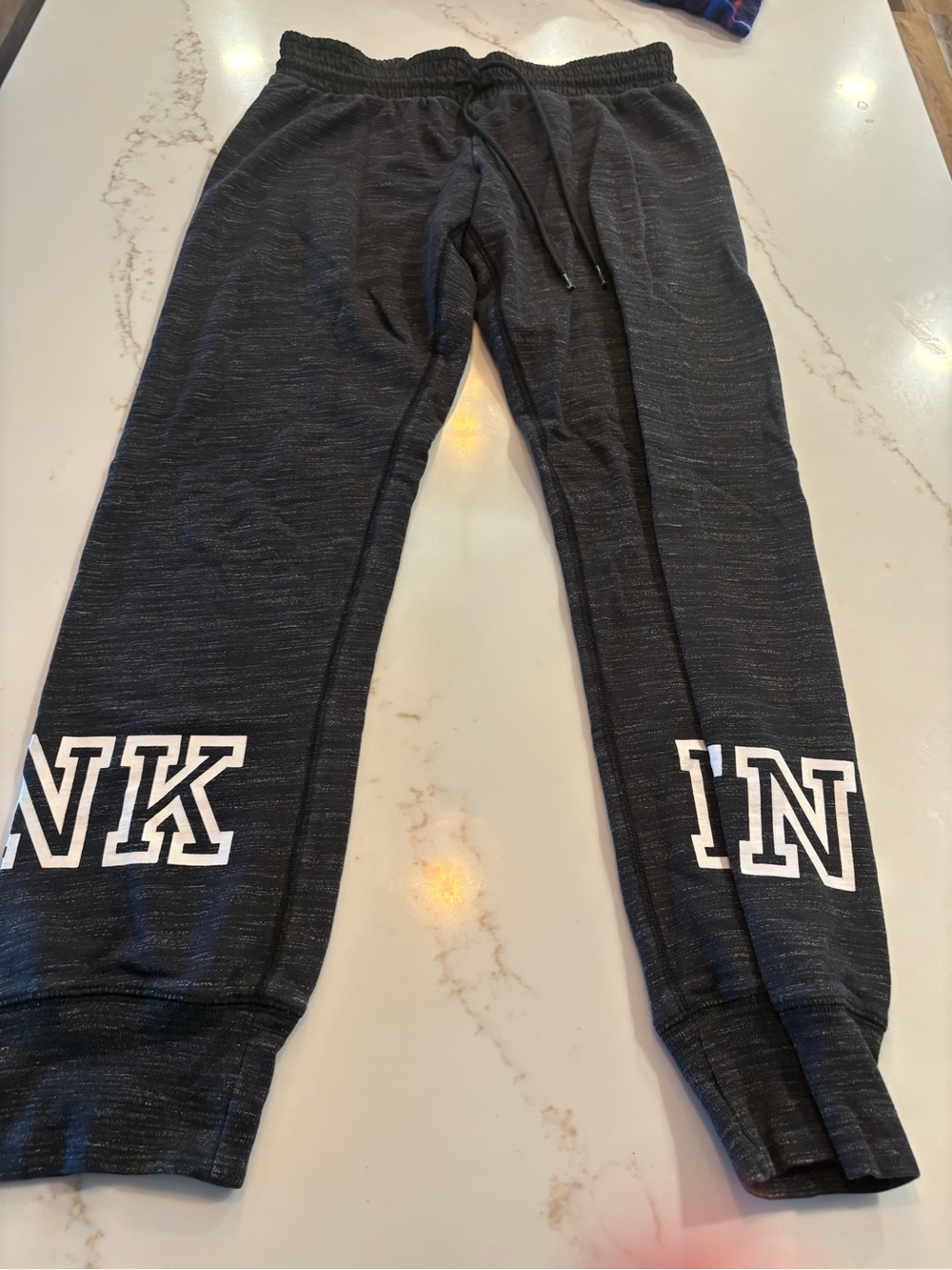 PINK Victoria's Secret Black Jogger Sweatpants with White Lettering